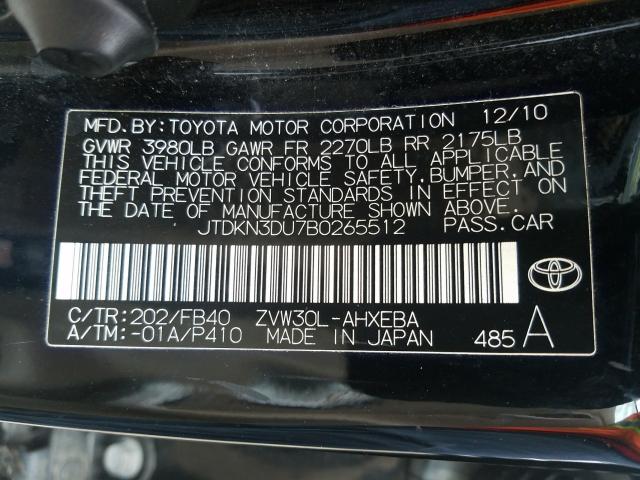 Photo 9 VIN: JTDKN3DU7B0265512 - TOYOTA PRIUS 