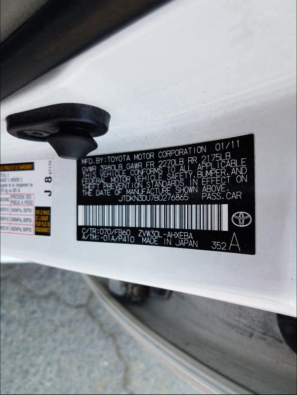 Photo 9 VIN: JTDKN3DU7B0276865 - TOYOTA PRIUS 