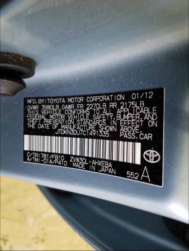 Photo 9 VIN: JTDKN3DU7C1491335 - TOYOTA PRIUS 