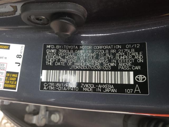 Photo 9 VIN: JTDKN3DU7C5381023 - TOYOTA PRIUS 