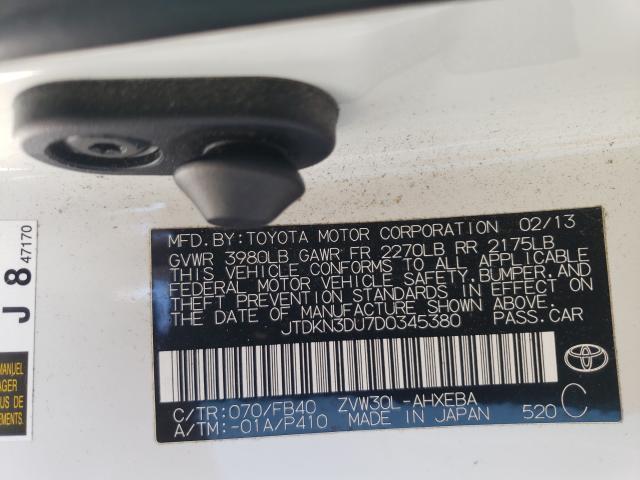 Photo 9 VIN: JTDKN3DU7D0345380 - TOYOTA PRIUS 