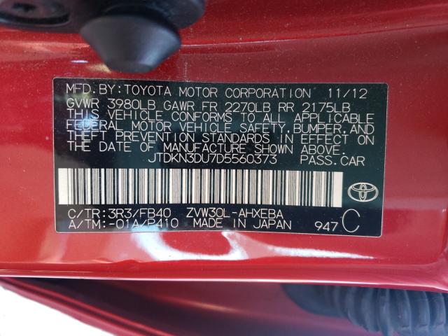 Photo 9 VIN: JTDKN3DU7D5560373 - TOYOTA PRIUS 