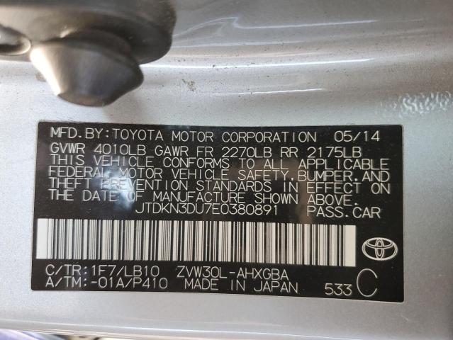 Photo 12 VIN: JTDKN3DU7E0380891 - TOYOTA PRIUS 