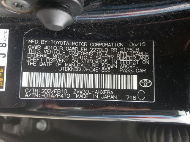 Photo 9 VIN: JTDKN3DU7F0461858 - TOYOTA PRIUS 