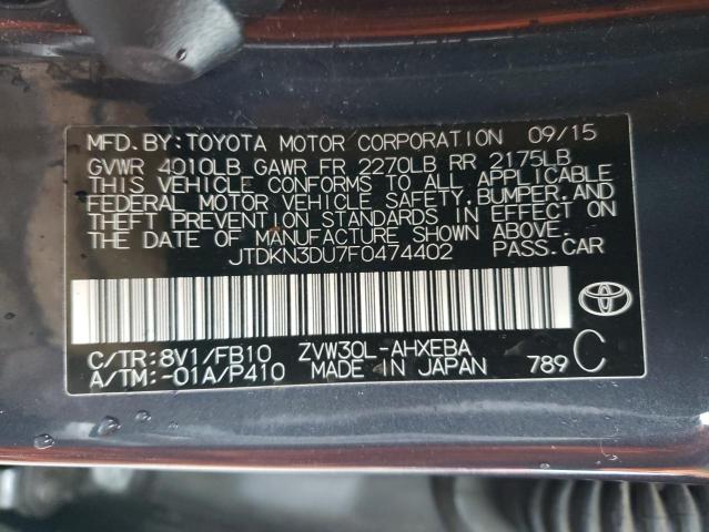 Photo 11 VIN: JTDKN3DU7F0474402 - TOYOTA PRIUS 