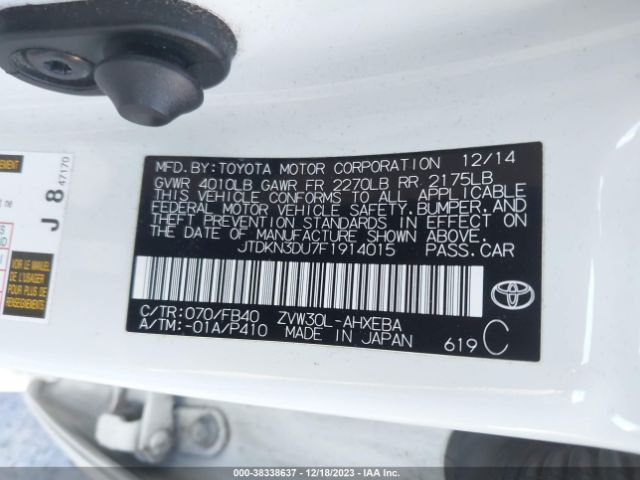 Photo 8 VIN: JTDKN3DU7F1914015 - TOYOTA PRIUS 