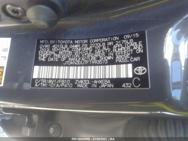 Photo 8 VIN: JTDKN3DU7F1993573 - TOYOTA PRIUS 