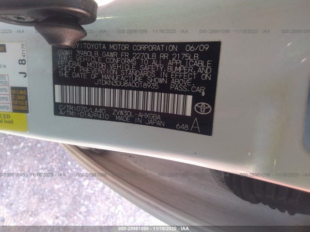 Photo 8 VIN: JTDKN3DU8A0018935 - TOYOTA PRIUS 