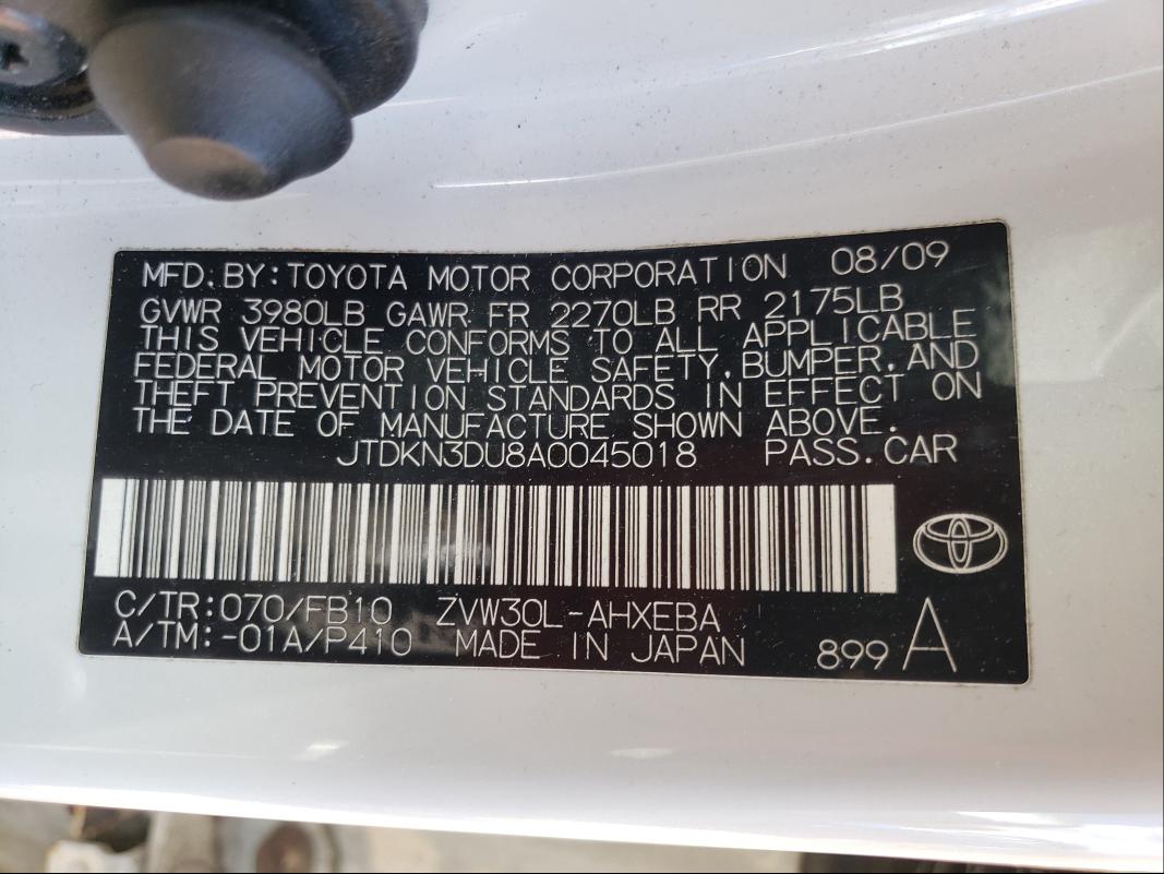 Photo 9 VIN: JTDKN3DU8A0045018 - TOYOTA PRIUS 