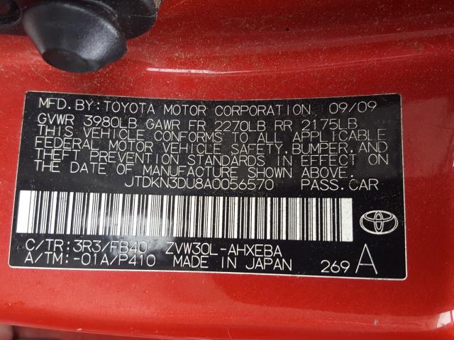 Photo 9 VIN: JTDKN3DU8A0056570 - TOYOTA PRIUS 