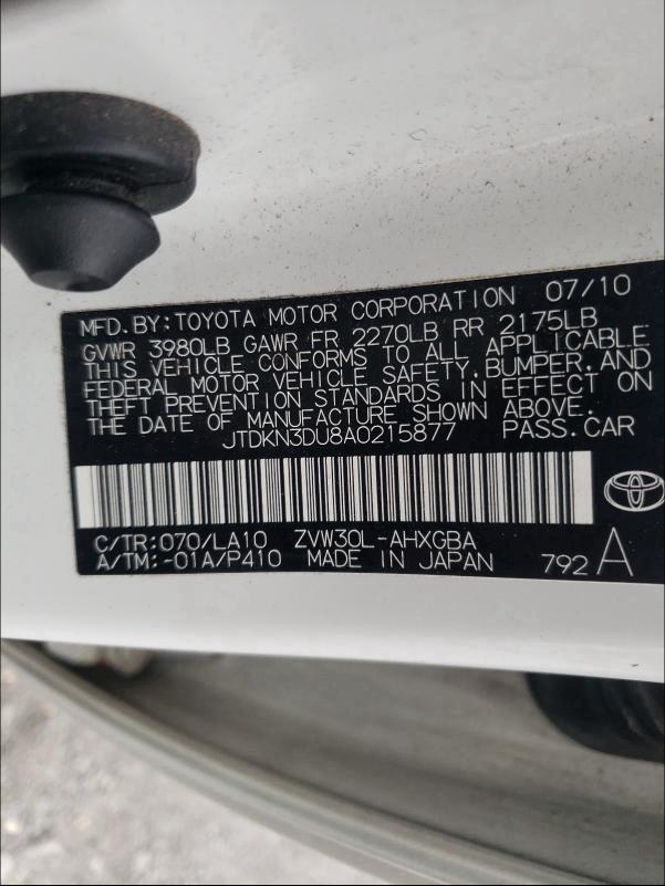 Photo 9 VIN: JTDKN3DU8A0215877 - TOYOTA PRIUS 