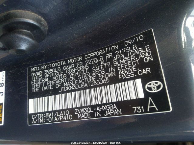 Photo 8 VIN: JTDKN3DU8A1285065 - TOYOTA PRIUS 