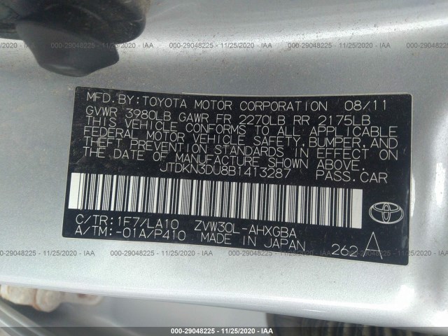 Photo 8 VIN: JTDKN3DU8B1413287 - TOYOTA PRIUS 