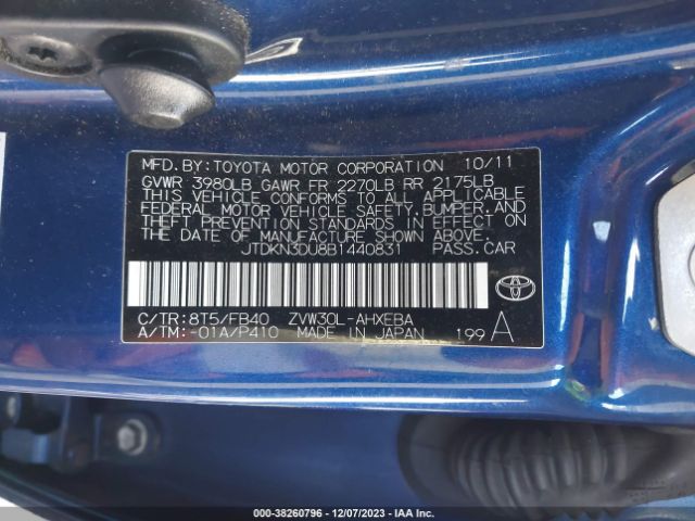 Photo 8 VIN: JTDKN3DU8B1440831 - TOYOTA PRIUS 