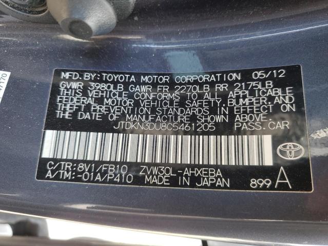 Photo 11 VIN: JTDKN3DU8C5461205 - TOYOTA PRIUS 