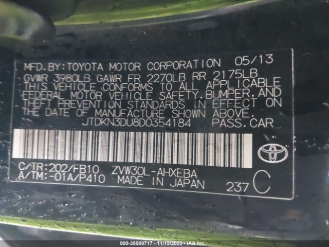 Photo 8 VIN: JTDKN3DU8D0354184 - TOYOTA PRIUS 