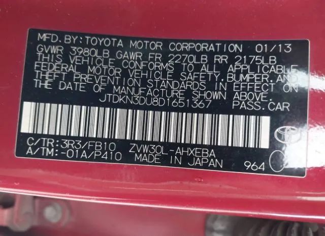 Photo 8 VIN: JTDKN3DU8D1651367 - TOYOTA PRIUS 