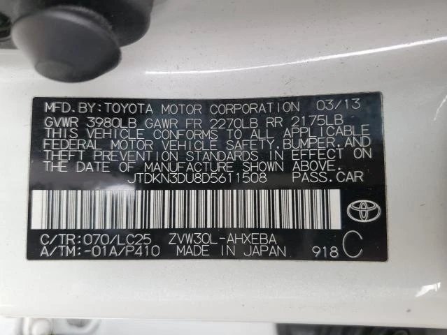 Photo 11 VIN: JTDKN3DU8D5611508 - TOYOTA PRIUS 