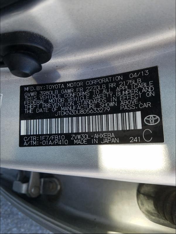 Photo 9 VIN: JTDKN3DU8D5633279 - TOYOTA PRIUS 