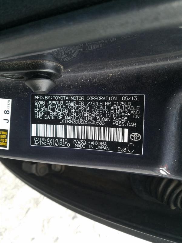 Photo 9 VIN: JTDKN3DU8D5640586 - TOYOTA PRIUS 