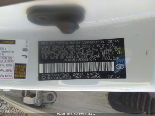 Photo 8 VIN: JTDKN3DU8D5684619 - TOYOTA PRIUS 