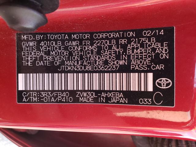 Photo 9 VIN: JTDKN3DU8E0362237 - TOYOTA PRIUS 