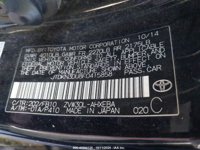 Photo 8 VIN: JTDKN3DU8F0415858 - TOYOTA PRIUS 