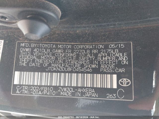 Photo 8 VIN: JTDKN3DU8F0454546 - TOYOTA PRIUS 