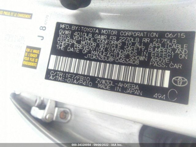 Photo 8 VIN: JTDKN3DU8F0463408 - TOYOTA PRIUS 