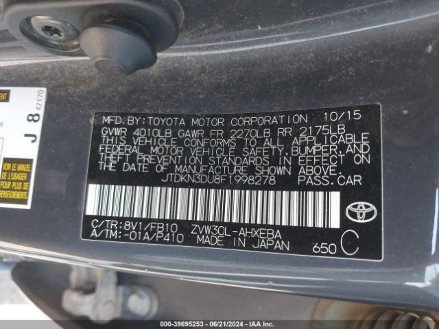 Photo 8 VIN: JTDKN3DU8F1998728 - TOYOTA PRIUS 