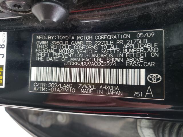 Photo 9 VIN: JTDKN3DU9A0002274 - TOYOTA PRIUS 