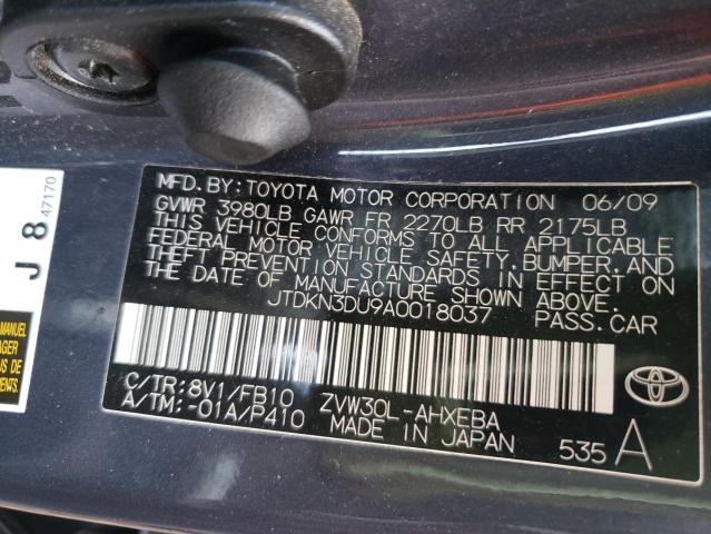 Photo 9 VIN: JTDKN3DU9A0018037 - TOYOTA PRIUS 