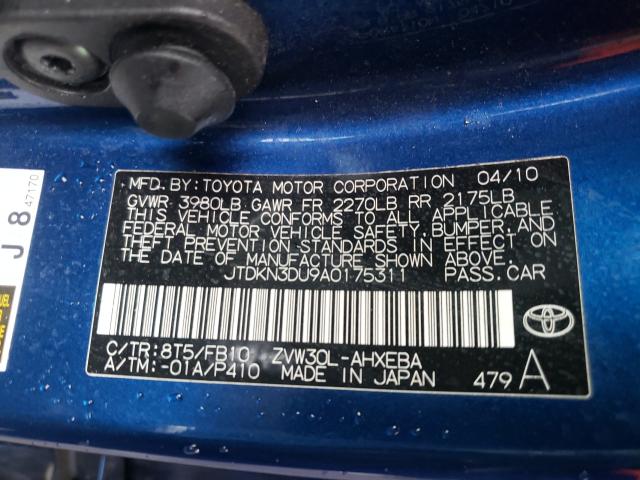 Photo 9 VIN: JTDKN3DU9A0175311 - TOYOTA PRIUS 