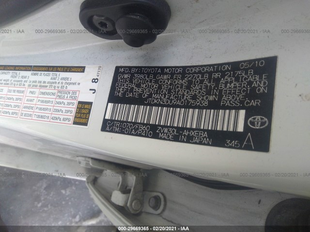 Photo 8 VIN: JTDKN3DU9A0175938 - TOYOTA PRIUS 