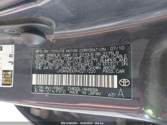 Photo 8 VIN: JTDKN3DU9A0217220 - TOYOTA PRIUS 