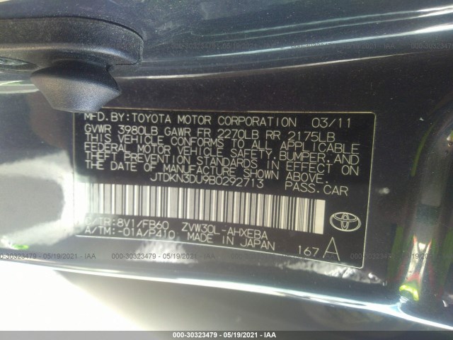 Photo 8 VIN: JTDKN3DU9B0292713 - TOYOTA PRIUS 