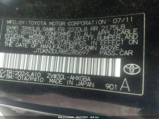 Photo 8 VIN: JTDKN3DU9B5285697 - TOYOTA PRIUS 