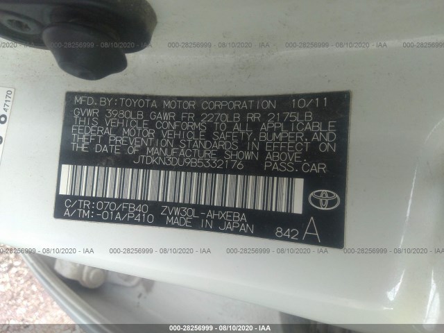 Photo 8 VIN: JTDKN3DU9B5332176 - TOYOTA PRIUS 