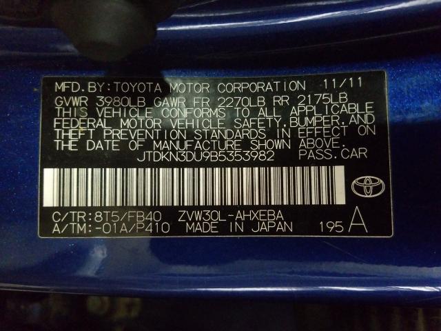 Photo 9 VIN: JTDKN3DU9B5353982 - TOYOTA PRIUS 