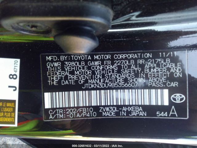 Photo 8 VIN: JTDKN3DU9B5356607 - TOYOTA PRIUS 