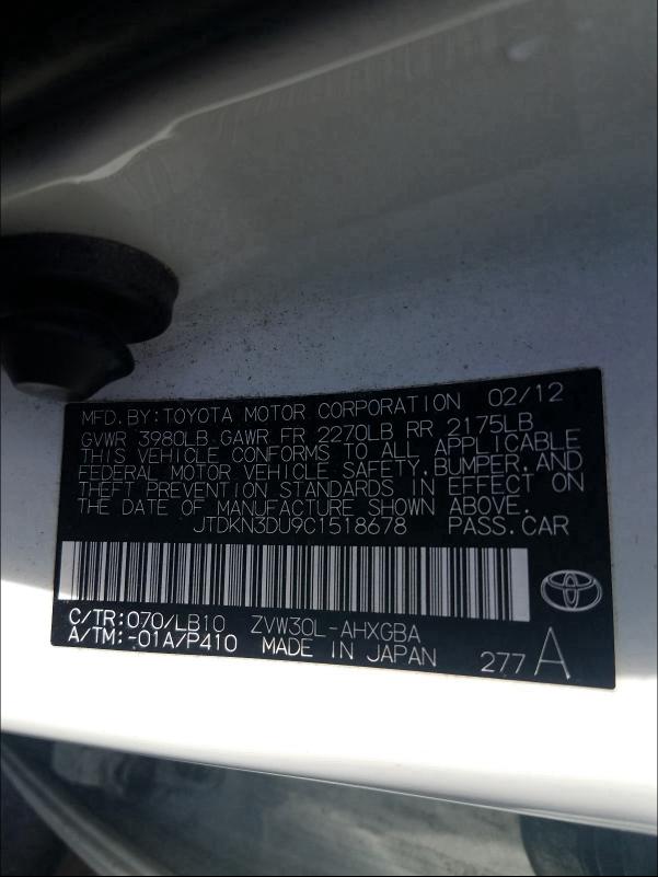 Photo 9 VIN: JTDKN3DU9C1518678 - TOYOTA PRIUS 