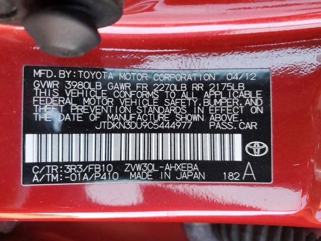 Photo 11 VIN: JTDKN3DU9C5444977 - TOYOTA PRIUS 