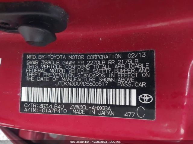 Photo 8 VIN: JTDKN3DU9D5600517 - TOYOTA PRIUS 