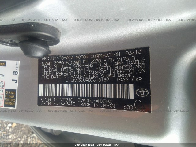 Photo 8 VIN: JTDKN3DU9D5618189 - TOYOTA PRIUS 