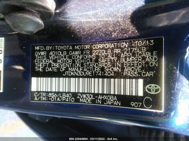 Photo 8 VIN: JTDKN3DU9E1741404 - TOYOTA PRIUS 