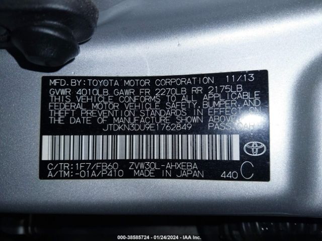 Photo 8 VIN: JTDKN3DU9E1762849 - TOYOTA PRIUS 