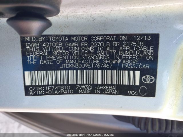 Photo 8 VIN: JTDKN3DU9E1767467 - TOYOTA PRIUS 