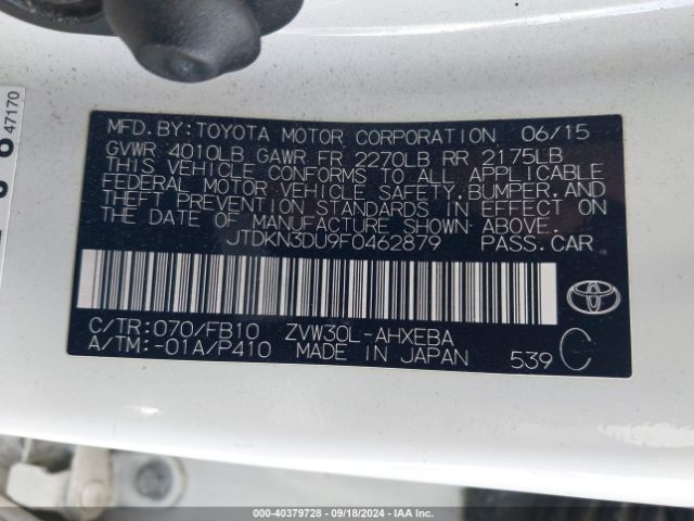 Photo 8 VIN: JTDKN3DU9F0462879 - TOYOTA PRIUS 