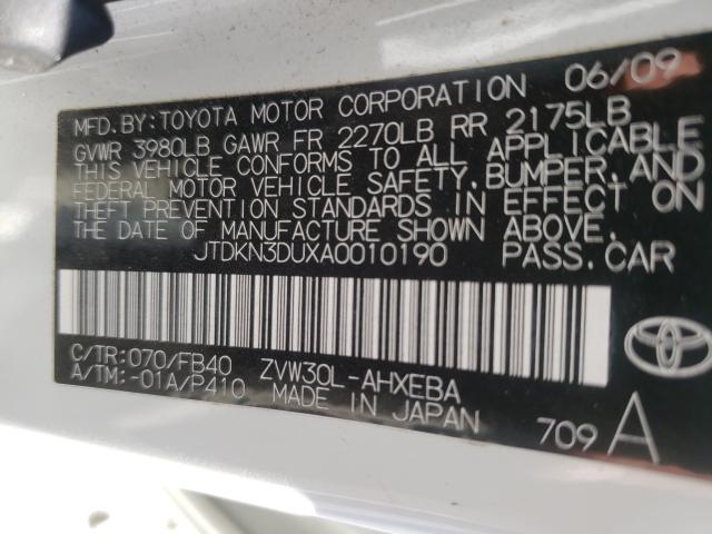 Photo 9 VIN: JTDKN3DUXA0010190 - TOYOTA PRIUS 