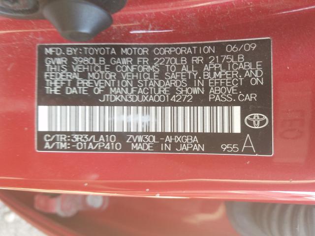 Photo 9 VIN: JTDKN3DUXA0014272 - TOYOTA PRIUS 